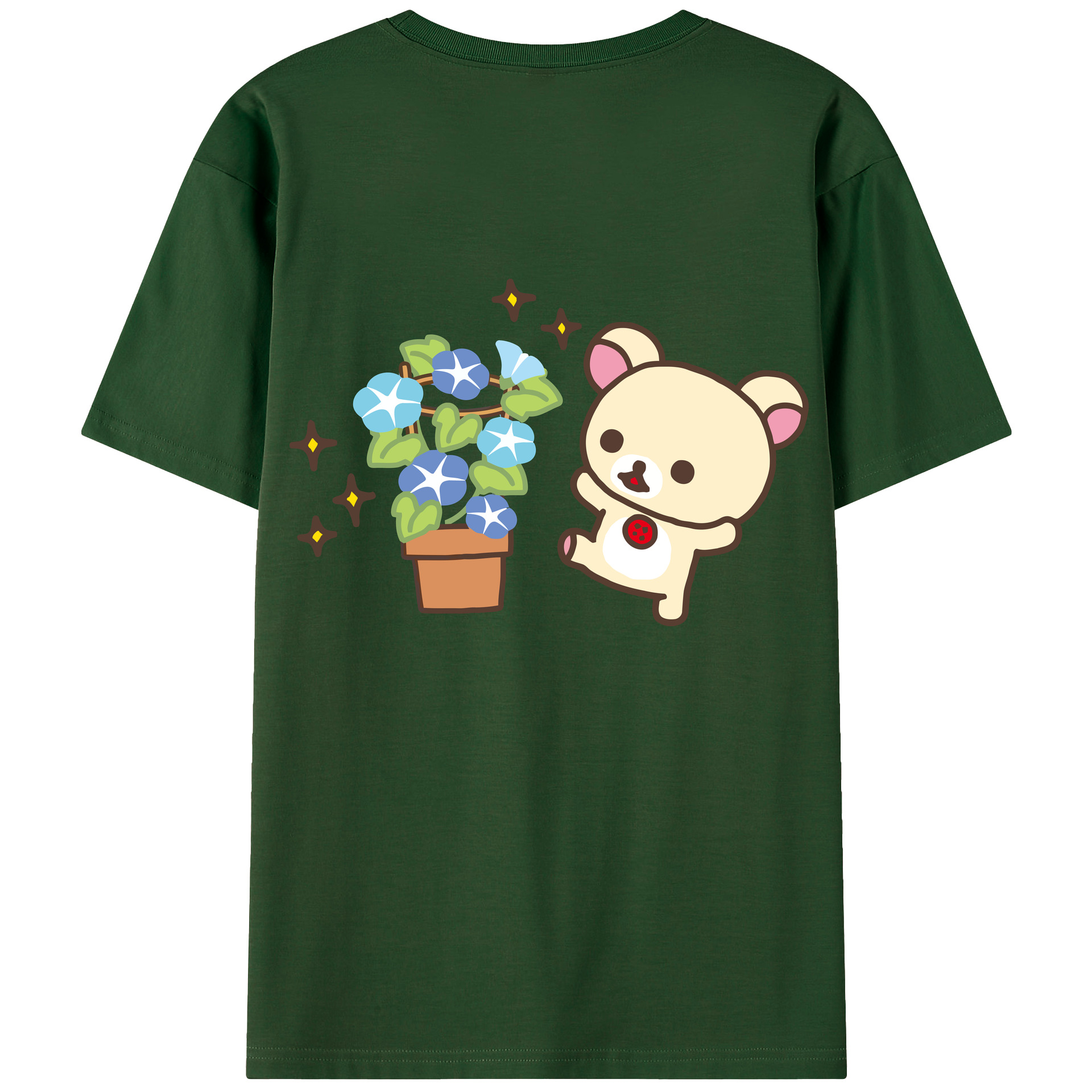 （画像用） リラックマ リラックマ キイロイトリ Rilakkuma Korilakkuma Kiiroitori 綿100％半袖Tシャツ（背面プリント）